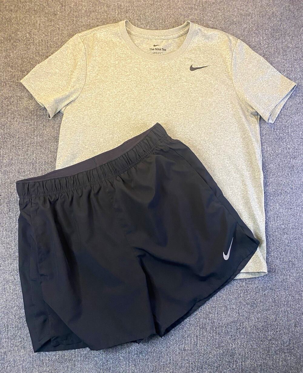 Nike Dri-FIT Men's Black Training Athletic Shorts M & Dry-Fit Shirt Breathable